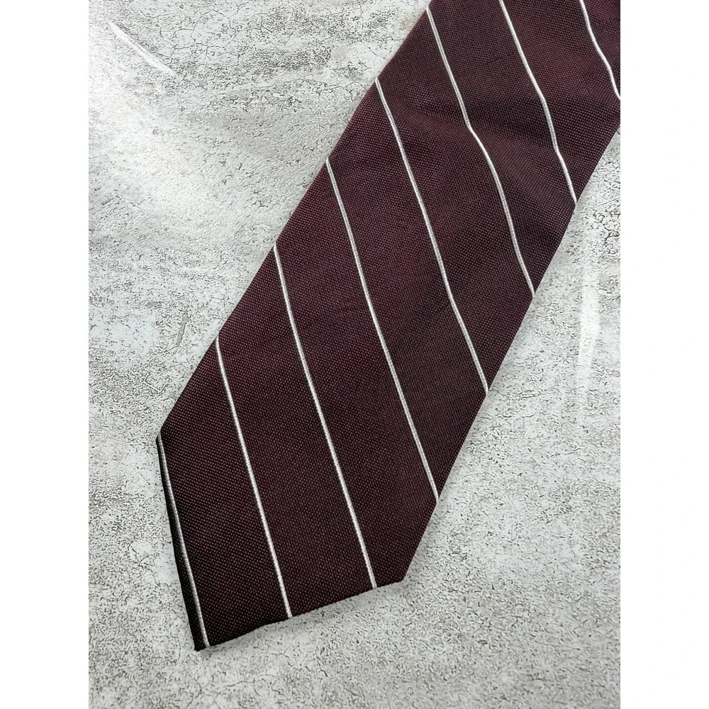 Jos. A. Bank Tie Mens One Size Red Striped 100% Silk Pointed Necktie Signature
